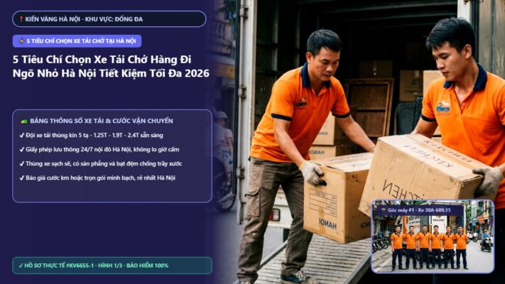 5 tiêu chí chọn xe tải chở tại Hà Nội - 5 Tiêu Chí Chọn Xe Tải Chở Hàng Đi Ngõ Nhỏ Hà Nội Tiết Kiệm Tối Đa 2026 | Kiến Vàng Đống Đa (Hình thực tế 1 - Mã #KV6655-1)