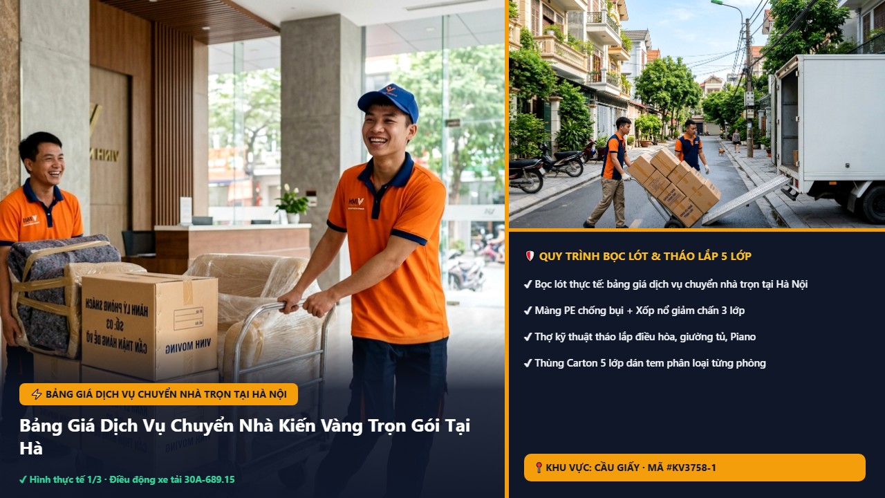 bảng giá dịch vụ chuyển nhà trọn tại Hà Nội - Bảng Giá Dịch Vụ Chuyển Nhà Kiến Vàng Trọn Gói Tại Hà Nội & TPHCM (Cập Nhật 2026) | Kiến Vàng Cầu Giấy (Hình thực tế 1 - Mã #KV3758-1)
