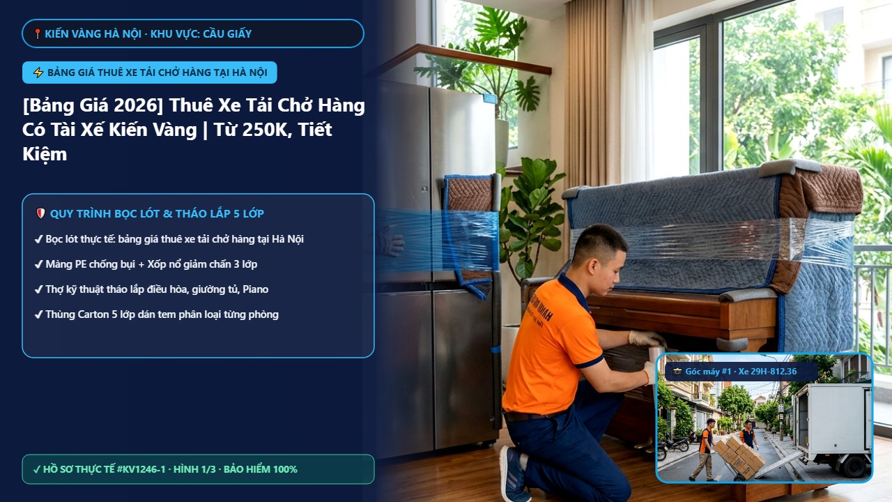 Tài xế Kiến Vàng hướng dẫn sắp xếp đồ đạc lên thùng xe tải