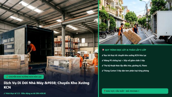 chuyển kho xưởng KCN Hòa Lạc - Dịch Vụ Di Dời Nhà Máy & Chuyển Kho Xưởng KCN Hòa Lạc Hà Nội Trọn Gói | Kiến Vàng Cầu Giấy (Hình thực tế 1 - Mã #KV2560-1)