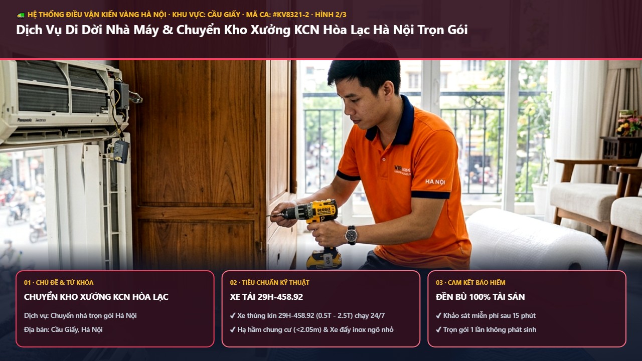 chuyển kho xưởng KCN Hòa Lạc - Dịch Vụ Di Dời Nhà Máy & Chuyển Kho Xưởng KCN Hòa Lạc Hà Nội Trọn Gói | Kiến Vàng Cầu Giấy (Hình thực tế 2)