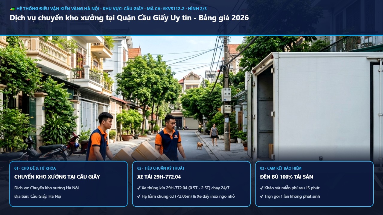 chuyển kho xưởng tại cầu giấy - Dịch vụ chuyển kho xưởng tại Quận Cầu Giấy Uy tín - Bảng giá 2026 | Kiến Vàng Cầu Giấy (Hình thực tế 2)