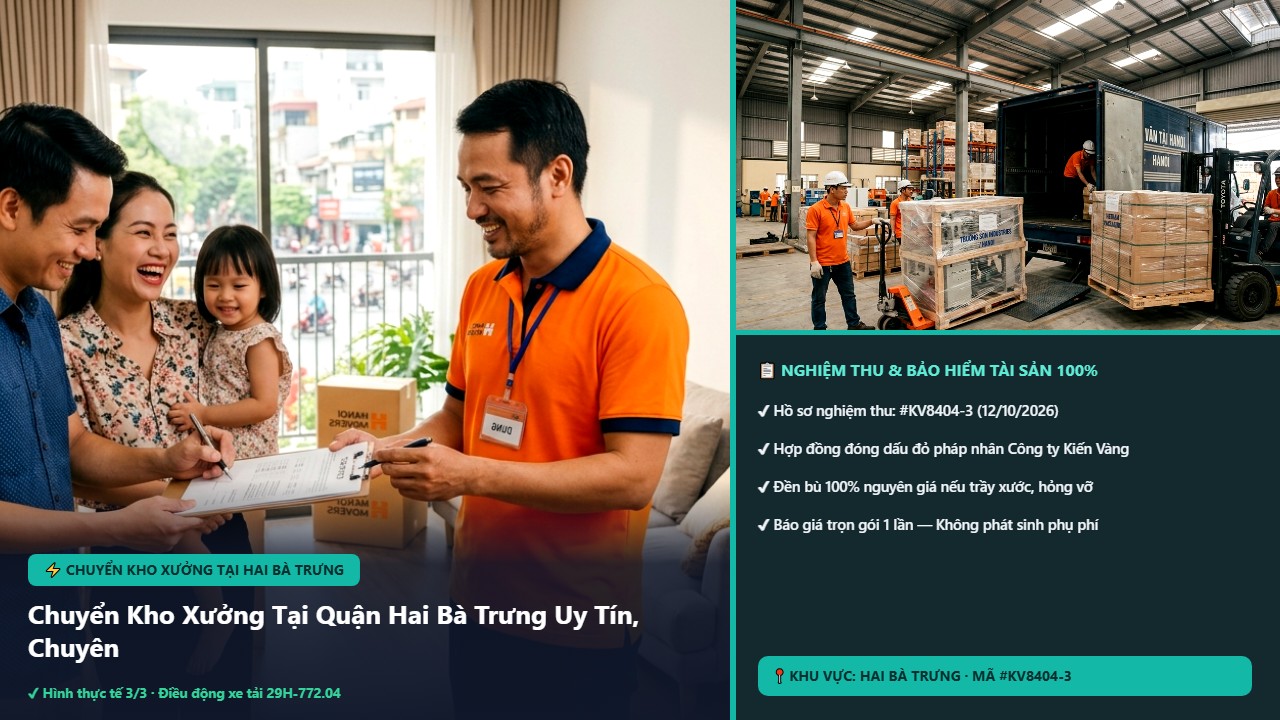 Hình ảnh thực tế nghiệm thu ca chuyển kho xưởng tại hai bà trưng tại Quận Hai Bà Trưng Hà Nội - Công Ty Vận Chuyển Kiến Vàng Hà Nội