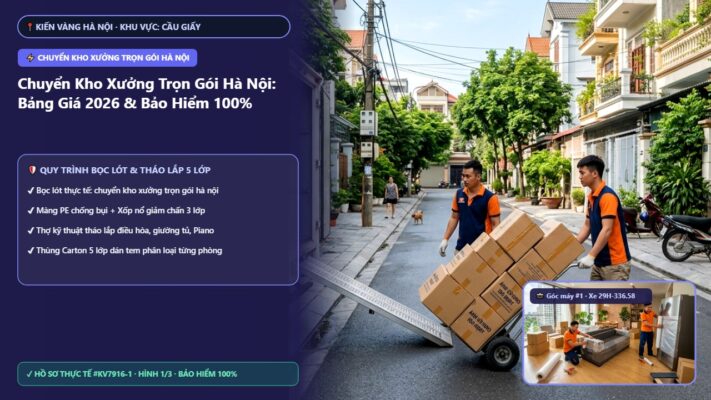 chuyển kho xưởng trọn gói hà nội - Chuyển Kho Xưởng Trọn Gói Hà Nội: Bảng Giá 2026 & Bảo Hiểm 100% | Kiến Vàng Cầu Giấy (Hình thực tế 1 - Mã #KV7916-1)