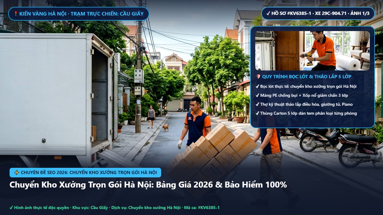chuyển kho xưởng trọn gói Hà Nội - Chuyển Kho Xưởng Trọn Gói Hà Nội: Bảng Giá 2026 & Bảo Hiểm 100% | Kiến Vàng Cầu Giấy (Hình thực tế 1)