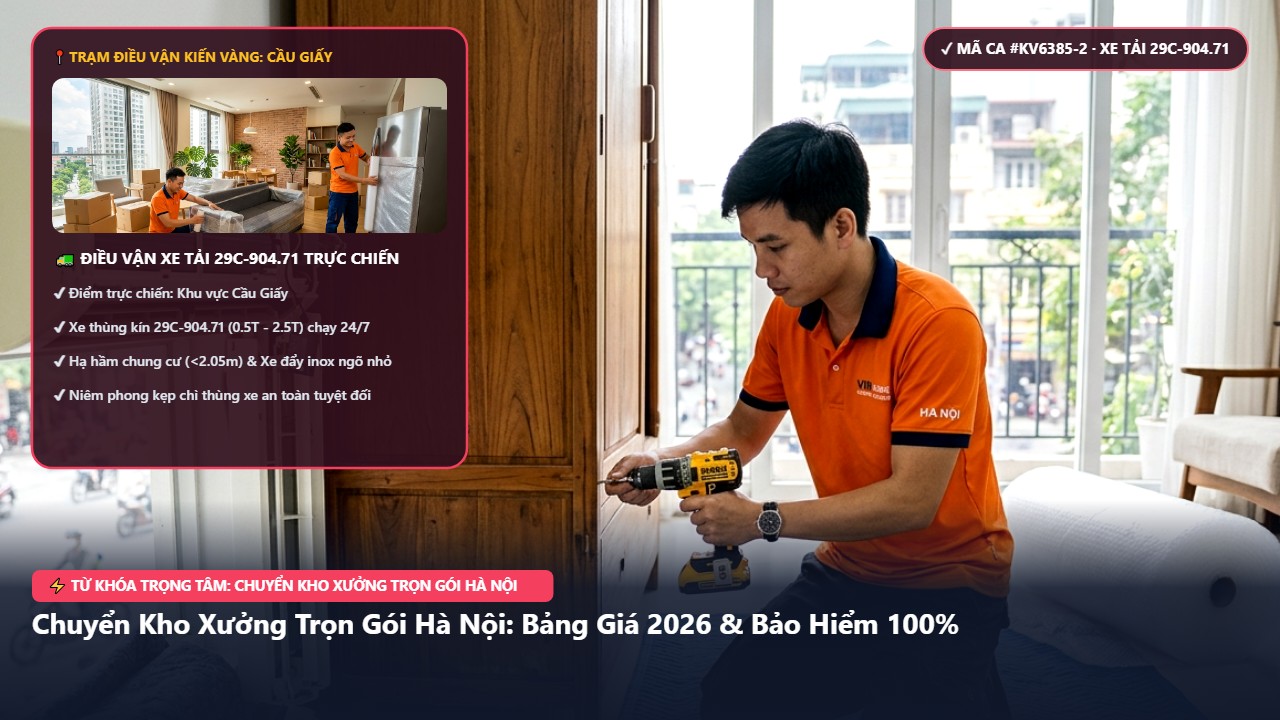 chuyển kho xưởng trọn gói Hà Nội - Chuyển Kho Xưởng Trọn Gói Hà Nội: Bảng Giá 2026 & Bảo Hiểm 100% | Kiến Vàng Cầu Giấy (Hình thực tế 2)