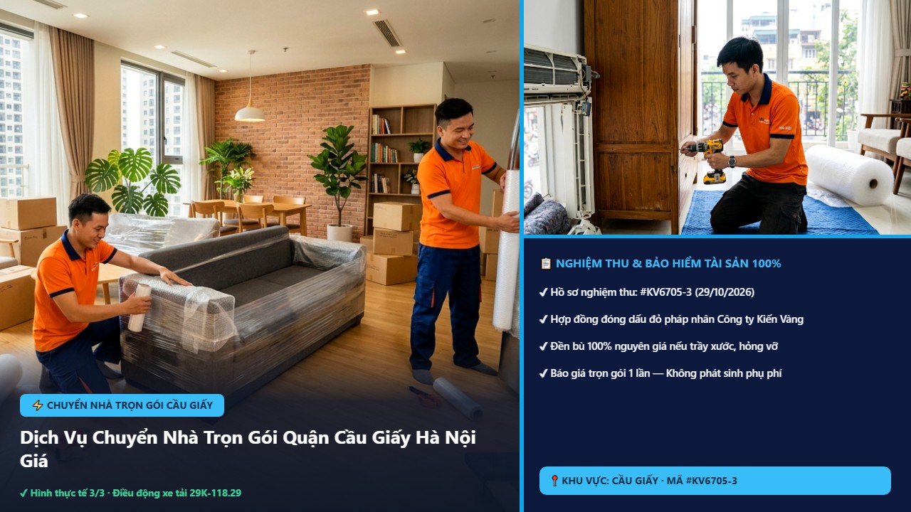 Hình ảnh thực tế nghiệm thu ca chuyển nhà trọn gói Cầu Giấy tại Quận Cầu Giấy Hà Nội - Công ty TNHH thương mại & dịch vụ vận tải kiến vàng