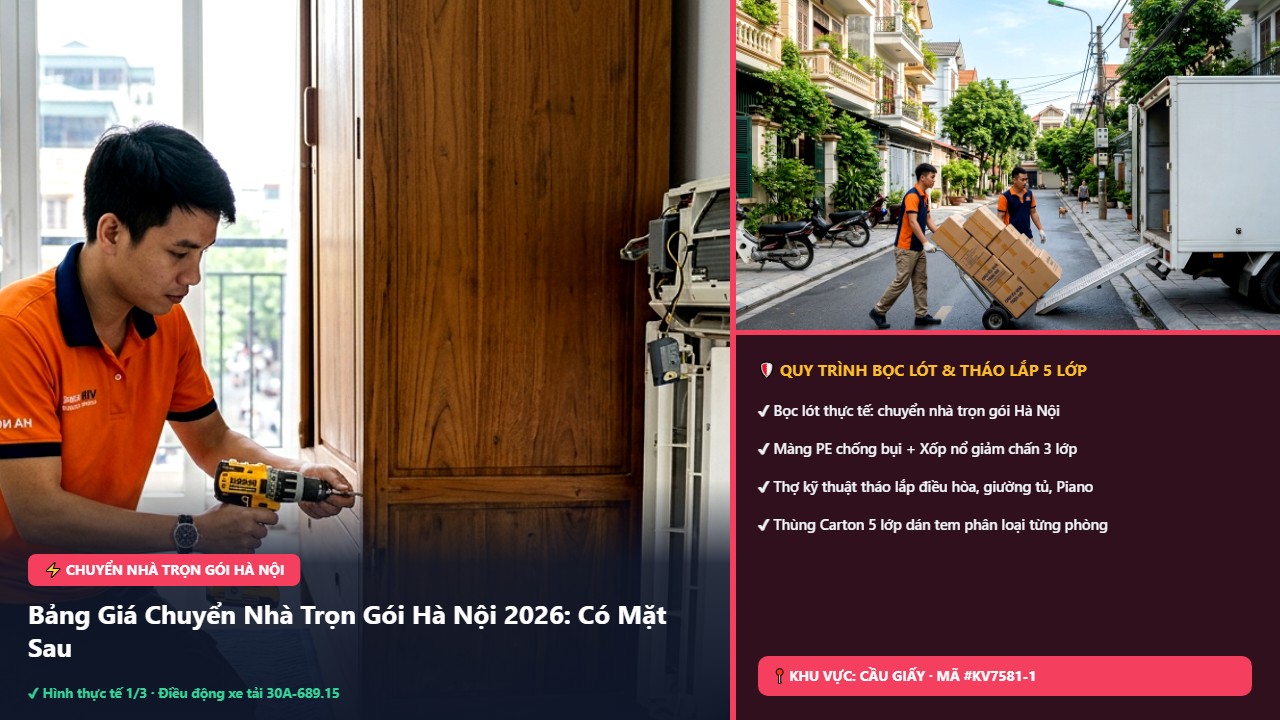 chuyển nhà trọn gói Hà Nội - Bảng Giá Chuyển Nhà Trọn Gói Hà Nội 2026: Có Mặt Sau 15P & Bảo Hiểm 100% | Kiến Vàng Cầu Giấy (Hình thực tế 1)