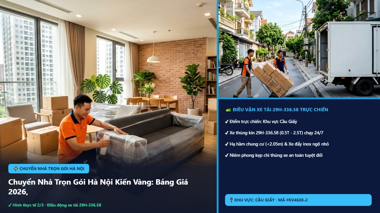 chuyển nhà trọn gói Hà Nội - Chuyển Nhà Trọn Gói Hà Nội Kiến Vàng: Bảng Giá 2026, Có Mặt Sau 15P, Bảo Hiểm 100% | Kiến Vàng Cầu Giấy (Hình thực tế 2)
