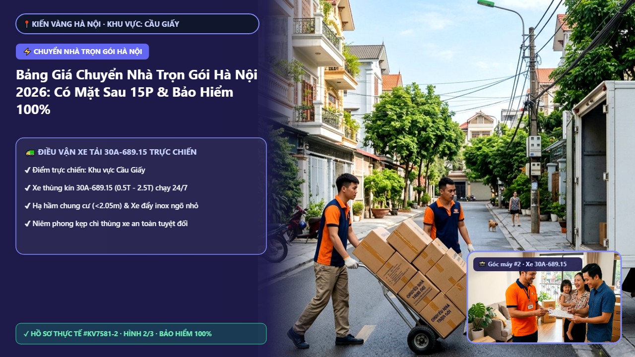chuyển nhà trọn gói Hà Nội - Bảng Giá Chuyển Nhà Trọn Gói Hà Nội 2026: Có Mặt Sau 15P & Bảo Hiểm 100% | Kiến Vàng Cầu Giấy (Hình thực tế 2)