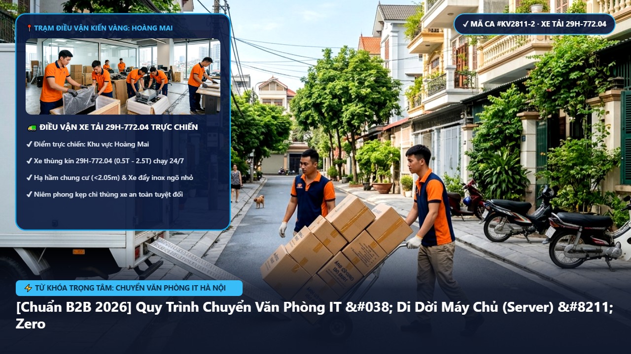 chuyển văn phòng IT Hà Nội - [Chuẩn B2B 2026] Quy Trình Chuyển Văn Phòng IT & Di Dời Máy Chủ (Server) – Zero Downtime | Kiến Vàng Hoàng Mai (Hình thực tế 2)