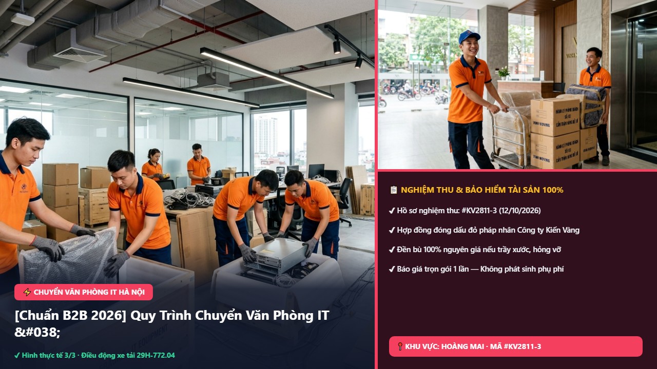 Nhân viên Kiến Vàng khuân vác thùng carton chứa server lên xe tải