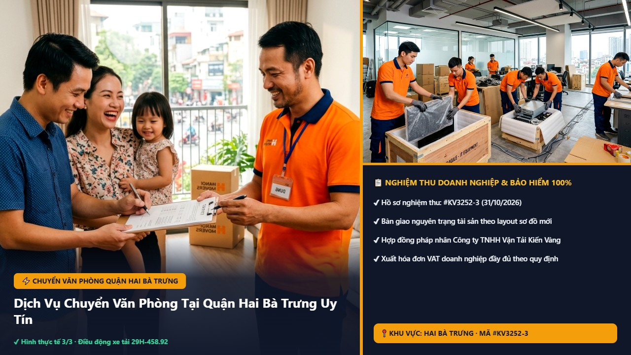 Hình ảnh thực tế nghiệm thu ca chuyển văn phòng quận hai bà trưng tại Quận Hai Bà Trưng Hà Nội - Công ty TNHH thương mại & dịch vụ vận tải kiến vàng