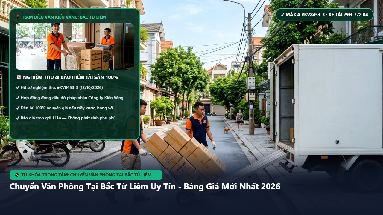 Hình ảnh thực tế nghiệm thu ca chuyển văn phòng tại bắc từ liêm tại Quận Bắc Từ Liêm Hà Nội - Công Ty Vận Chuyển Kiến Vàng Hà Nội