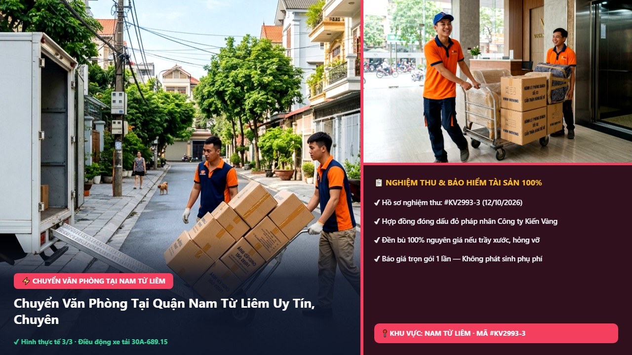 Hình ảnh thực tế nghiệm thu ca chuyển văn phòng tại nam từ liêm tại Quận Nam Từ Liêm Hà Nội - Công Ty Vận Chuyển Kiến Vàng Hà Nội