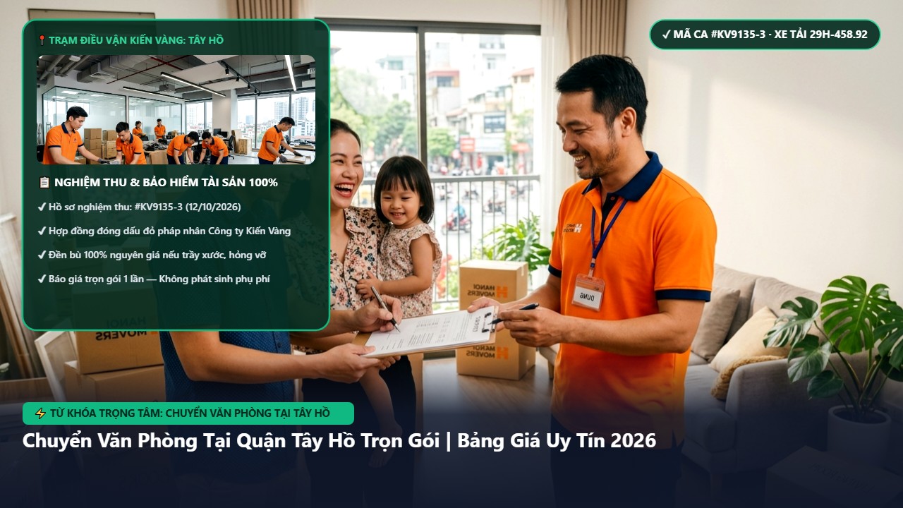 Hình ảnh thực tế nghiệm thu ca chuyển văn phòng tại tây hồ tại Quận Tây Hồ Hà Nội - Công Ty Vận Chuyển Kiến Vàng Hà Nội