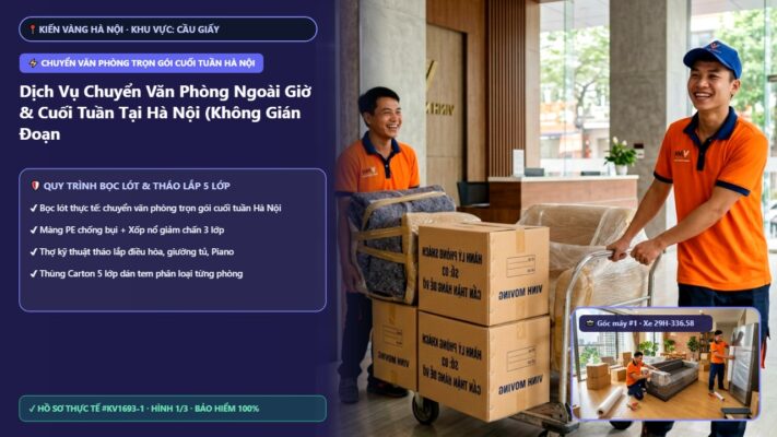 chuyển văn phòng trọn gói cuối tuần Hà Nội - Dịch Vụ Chuyển Văn Phòng Ngoài Giờ & Cuối Tuần Tại Hà Nội (Không Gián Đoạn Việc) | Kiến Vàng Cầu Giấy (Hình thực tế 1 - Mã #KV1693-1)