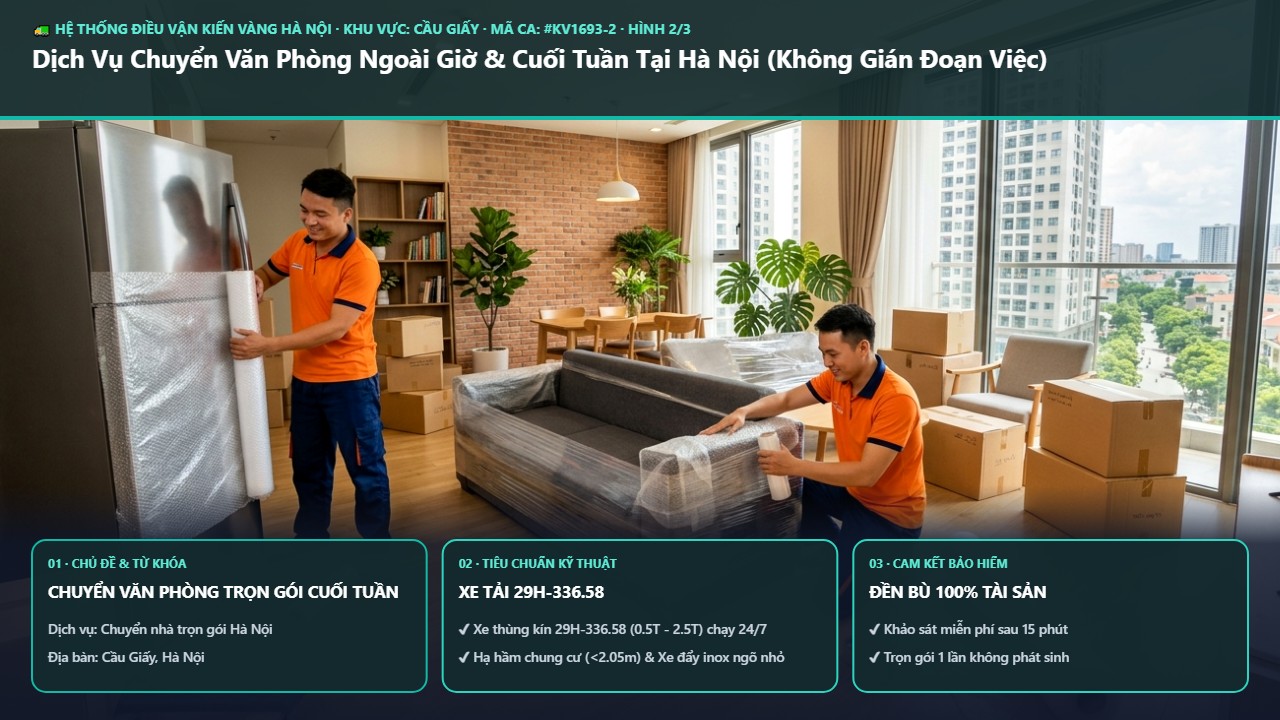 chuyển văn phòng trọn gói cuối tuần Hà Nội - Dịch Vụ Chuyển Văn Phòng Ngoài Giờ & Cuối Tuần Tại Hà Nội (Không Gián Đoạn Việc) | Kiến Vàng Cầu Giấy (Hình thực tế 2)