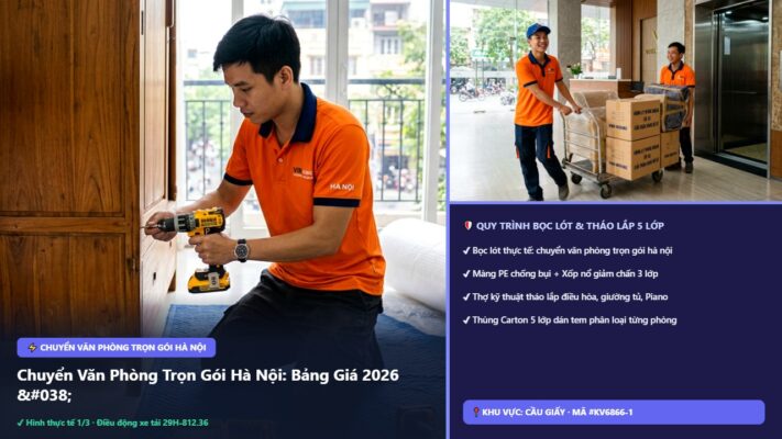 chuyển văn phòng trọn gói hà nội - Chuyển Văn Phòng Trọn Gói Hà Nội: Bảng Giá 2026 & 5 Mẹo Tiết Kiệm 40% Chi Phí | Kiến Vàng Cầu Giấy (Hình thực tế 1 - Mã #KV6866-1)