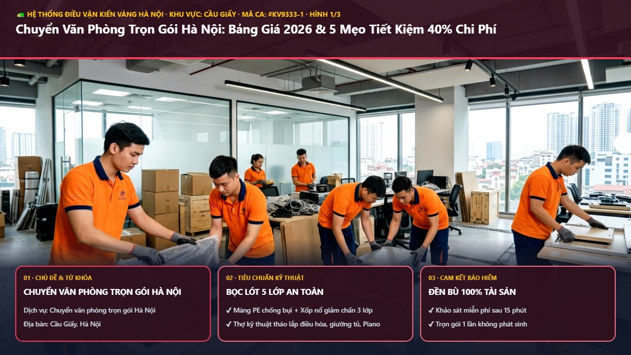 chuyển văn phòng trọn gói Hà Nội - Chuyển Văn Phòng Trọn Gói Hà Nội: Bảng Giá 2026 & 5 Mẹo Tiết Kiệm 40% Chi Phí | Kiến Vàng Cầu Giấy (Hình thực tế 1)
