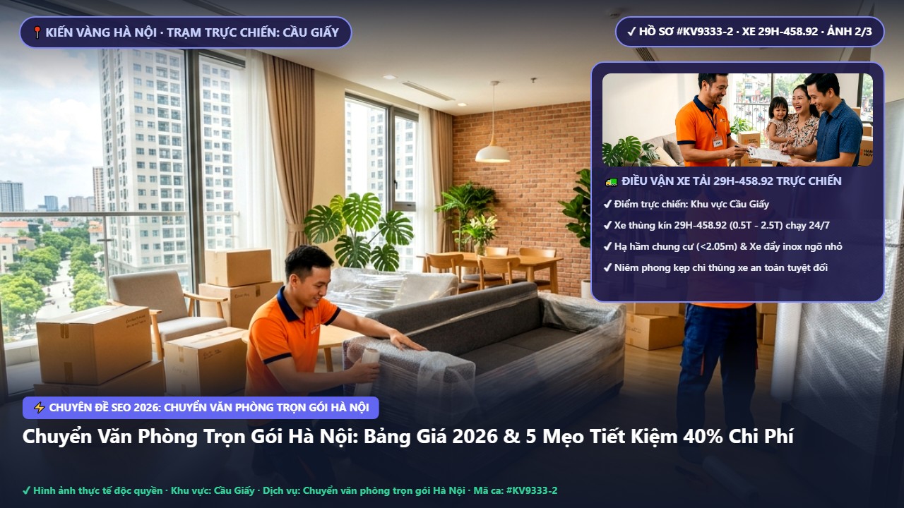 chuyển văn phòng trọn gói Hà Nội - Chuyển Văn Phòng Trọn Gói Hà Nội: Bảng Giá 2026 & 5 Mẹo Tiết Kiệm 40% Chi Phí | Kiến Vàng Cầu Giấy (Hình thực tế 2)