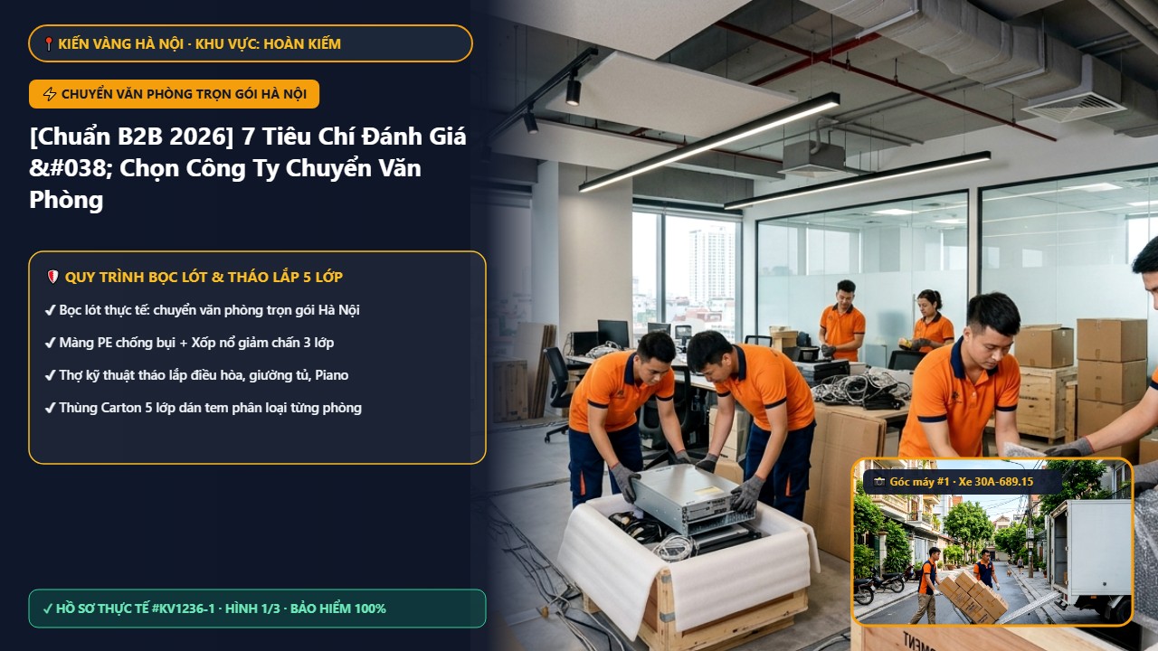 chuyển văn phòng trọn gói Hà Nội - [Chuẩn B2B 2026] 7 Tiêu Chí Đánh Giá & Chọn Công Ty Chuyển Văn Phòng Uy Tín | Kiến Vàng Hoàn Kiếm (Hình thực tế 1 - Mã #KV1236-1)