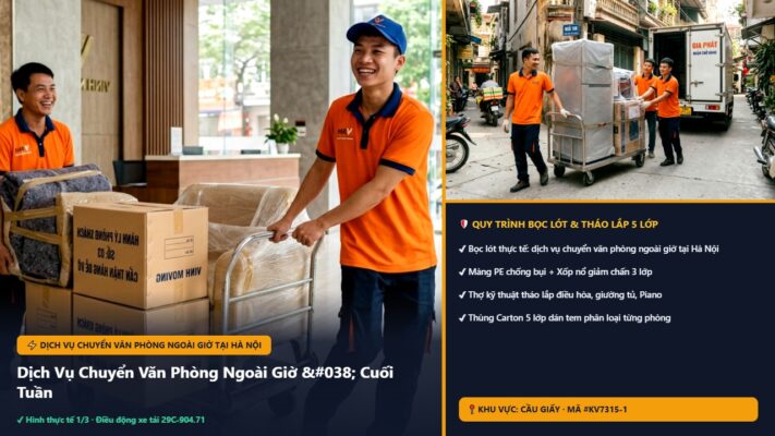 dịch vụ chuyển văn phòng ngoài giờ tại Hà Nội - Dịch Vụ Chuyển Văn Phòng Ngoài Giờ & Cuối Tuần Tại Hà Nội (Không Gián Đoạn Việc) | Kiến Vàng Cầu Giấy (Hình thực tế 1 - Mã #KV7315-1)