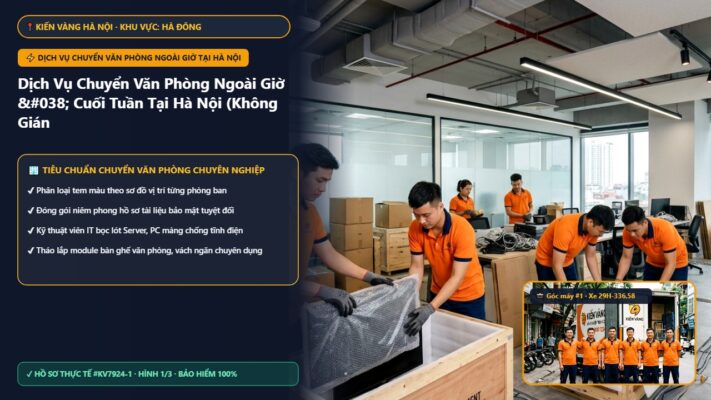 dịch vụ chuyển văn phòng ngoài giờ tại Hà Nội - Dịch Vụ Chuyển Văn Phòng Ngoài Giờ & Cuối Tuần Tại Hà Nội (Không Gián Đoạn Việc) (Bảng Giá Mới Nhất 2026) | Kiến Vàng Hà Đông (Hình thực tế 1 - Mã #KV7924-1)