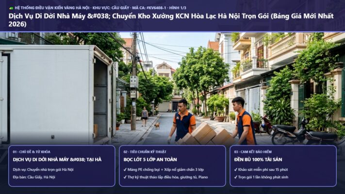 dịch vụ di dời nhà máy & tại Hà Nội - Dịch Vụ Di Dời Nhà Máy & Chuyển Kho Xưởng KCN Hòa Lạc Hà Nội Trọn Gói (Bảng Giá Mới Nhất 2026) | Kiến Vàng Cầu Giấy (Hình thực tế 1 - Mã #KV6408-1)
