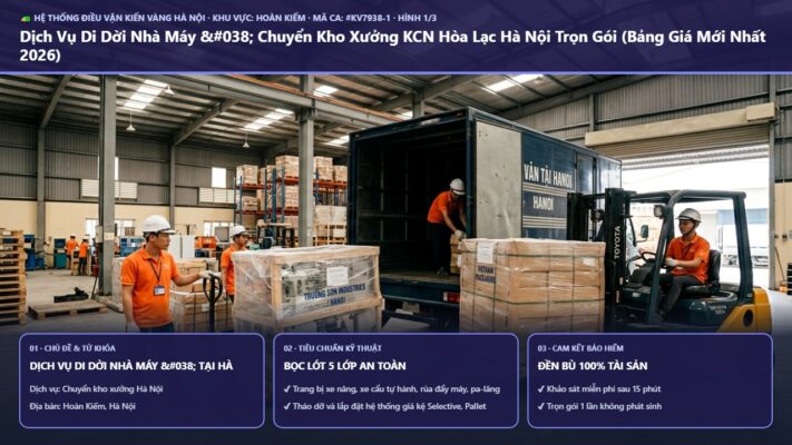 dịch vụ di dời nhà máy & tại Hà Nội - Dịch Vụ Di Dời Nhà Máy & Chuyển Kho Xưởng KCN Hòa Lạc Hà Nội Trọn Gói (Bảng Giá Mới Nhất 2026) | Kiến Vàng Hoàn Kiếm (Hình thực tế 1 - Mã #KV7938-1)