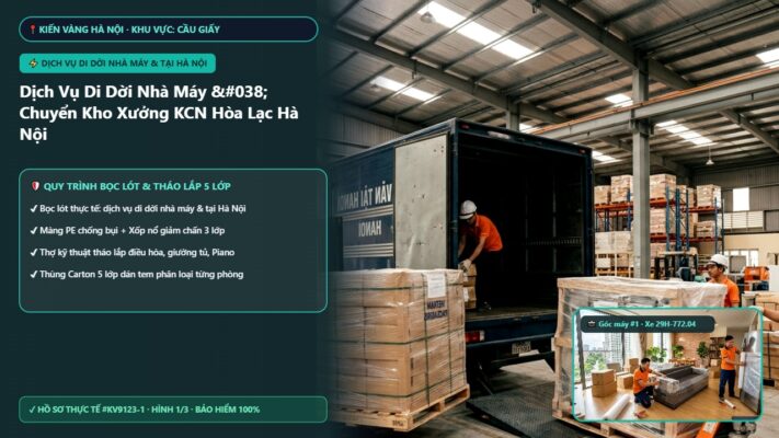 dịch vụ di dời nhà máy & tại Hà Nội - Dịch Vụ Di Dời Nhà Máy & Chuyển Kho Xưởng KCN Hòa Lạc Hà Nội Trọn Gói | Kiến Vàng Cầu Giấy (Hình thực tế 1 - Mã #KV9123-1)