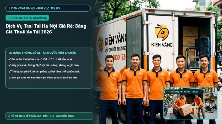 dịch vụ taxi tải hà nội giá - Dịch Vụ Taxi Tải Hà Nội Giá Rẻ: Bảng Giá Thuê Xe Tải 2026 | Kiến Vàng Tây Hồ (Hình thực tế 1 - Mã #KV8258-1)