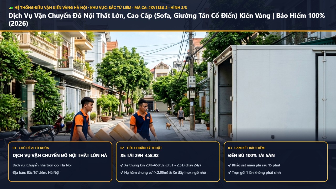 Dịch vụ vận chuyển đồ nội thất lớn Hà Nội - Dịch Vụ Vận Chuyển Đồ Nội Thất Lớn, Cao Cấp (Sofa, Giường Tân Cổ Điển) Kiến Vàng | Bảo Hiểm 100% (2026) | Kiến Vàng Bắc Từ Liêm (Hình thực tế 2)