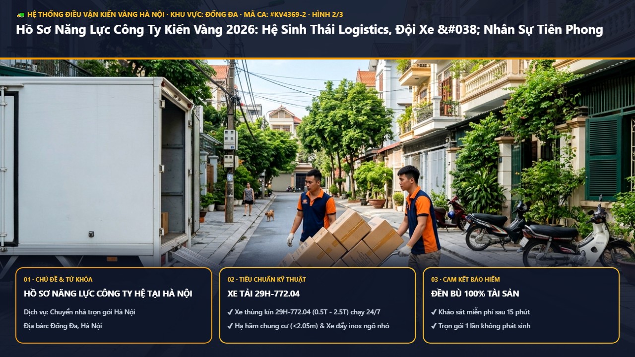 hồ sơ năng lực công ty hệ tại Hà Nội - Hồ Sơ Năng Lực Công Ty Kiến Vàng 2026: Hệ Sinh Thái Logistics, Đội Xe & Nhân Sự Tiên Phong | Kiến Vàng Đống Đa (Hình thực tế 2)