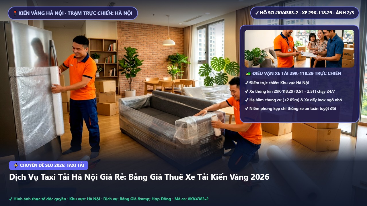 Dịch Vụ Taxi Tải Hà Nội Giá Rẻ: Bảng Giá Thuê Xe Tải Kiến Vàng 2026 - Dịch Vụ Taxi Tải Hà Nội Giá Rẻ: Bảng Giá Thuê Xe Tải Kiến Vàng 2026 | Kiến Vàng Hà Nội (Hình thực tế 1)
