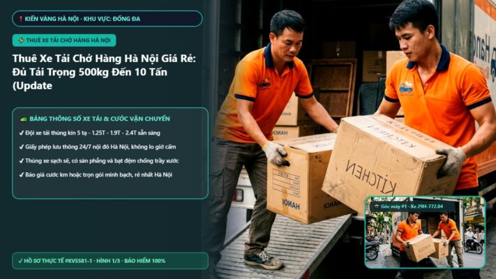 thuê xe tải chở hàng hà nội - Thuê Xe Tải Chở Hàng Hà Nội Giá Rẻ: Đủ Tải Trọng 500kg Đến 10 Tấn (Update 2026) | Kiến Vàng Đống Đa (Hình thực tế 1 - Mã #KV5581-1)