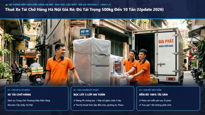 xe tải chở hàng - Thuê Xe Tải Chở Hàng Hà Nội Giá Rẻ: Đủ Tải Trọng 500kg Đến 10 Tấn (Update 2026) | Kiến Vàng Cầu Giấy (Hình thực tế 1 - Mã #KV7443-1)