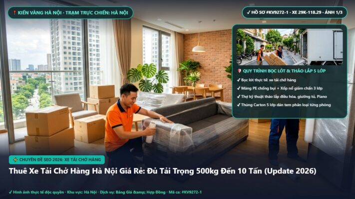 xe tải chở hàng - Thuê Xe Tải Chở Hàng Hà Nội Giá Rẻ: Đủ Tải Trọng 500kg Đến 10 Tấn (Update 2026) | Kiến Vàng Hà Nội (Hình thực tế 1 - Mã #KV9272-1)
